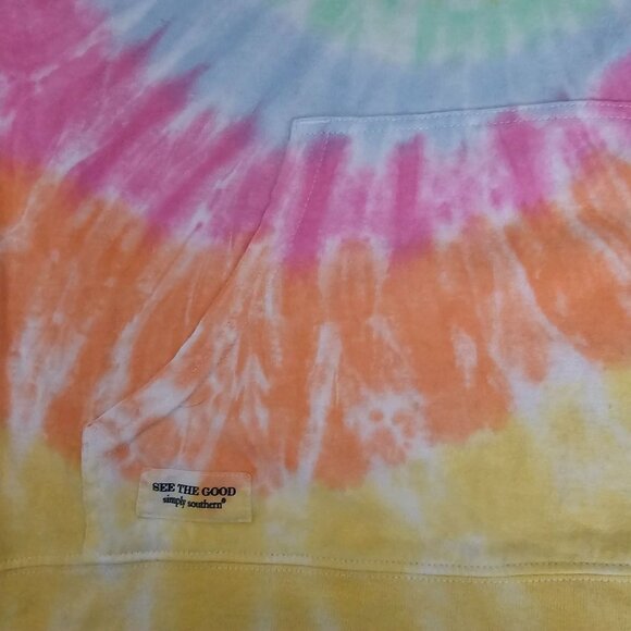 Simply Southern Tie-Dye Hoodie Sunflower Graphic Pullover Sweatshirt Size Large - Picture 6 of 14